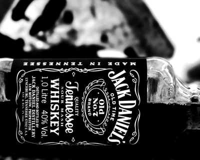 Jack Daniel's Tennessee Whiskey Bottle in Black and White