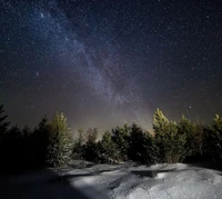 frozen, landscape, nature, night, snow