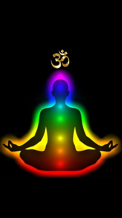 Meditación de chakras colorida con símbolo Om