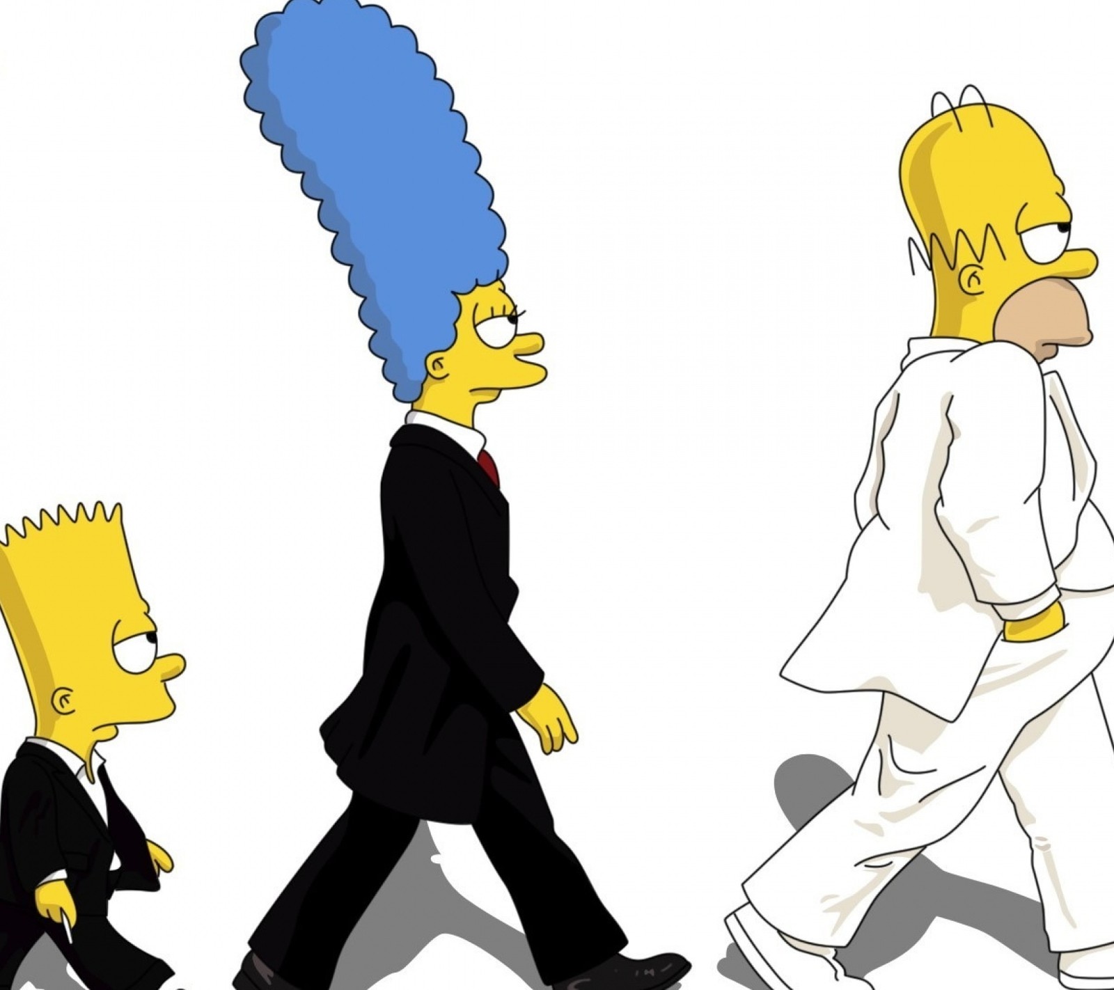 Un primer plano de un dibujo animado de un hombre con una peluca azul caminando con una mujer (dibujos animados, los simpson, the simpsons)