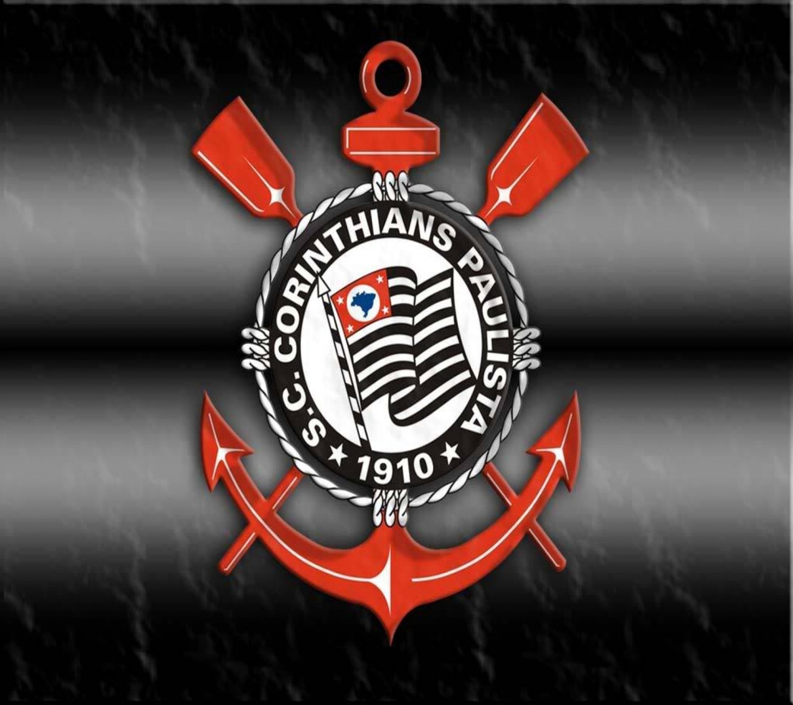 Черно-красный логотип с якорем и флагом (бразилия, коринтианс, corinthians, сан паулу, футбол)