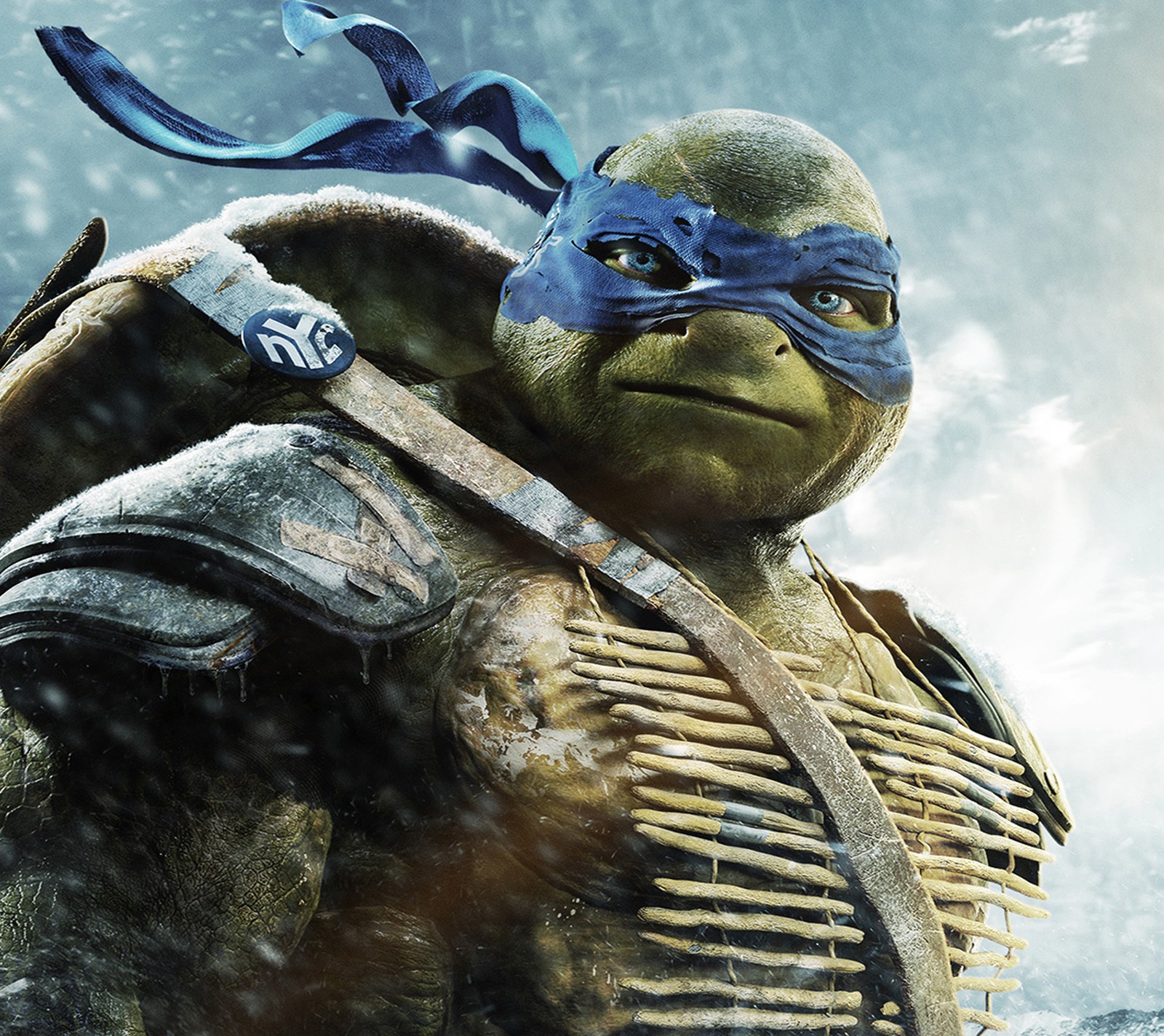 Teenage mutant warrior in a blue mask with a sword (2014, leo, ninja turtles, tmnt)