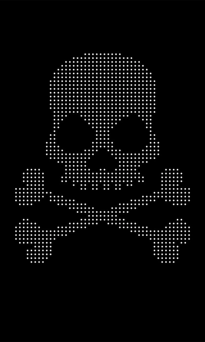 Digital Skull and Crossbones on Dark Background