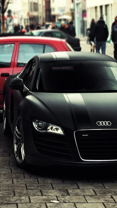 audi, black, r8