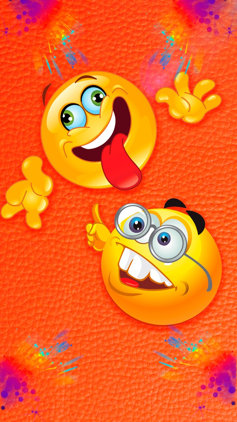 Two yellow emoticions with glasses and a red background (emoticon, locura)