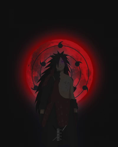 anime, sombre, madara, lune, naruto