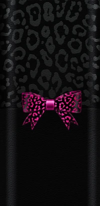 Leopard Print Background with Pink Bow Decoration