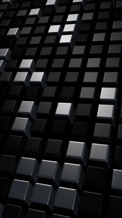 Abstract 3D Black and Silver Cubes Pattern