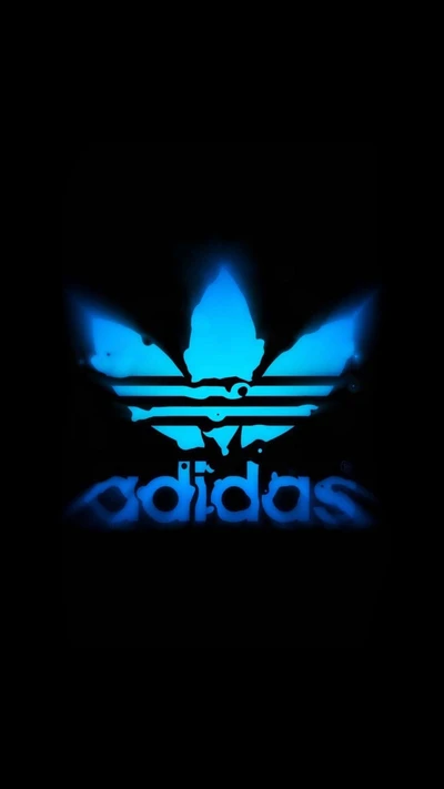 Logo illuminé d'Adidas avec les trois bandes emblématiques et le design trèfle