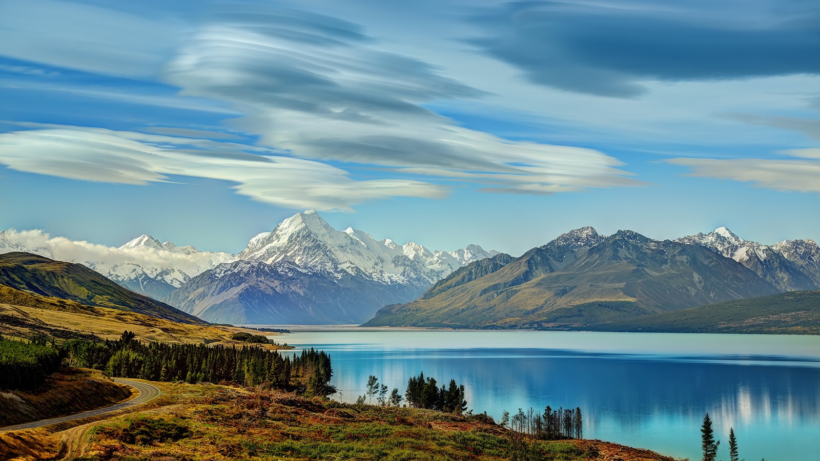 Скачать обои озеро пукаки, lake pukaki, озеро, гора, природа