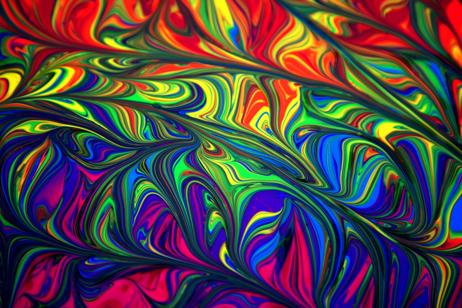 A close up of a colorful painting with a black background (design, colorfulness, textile, painting, art)