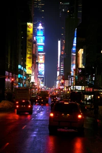 Vibrant Nightlife in the Neon Streets of a Metropolis