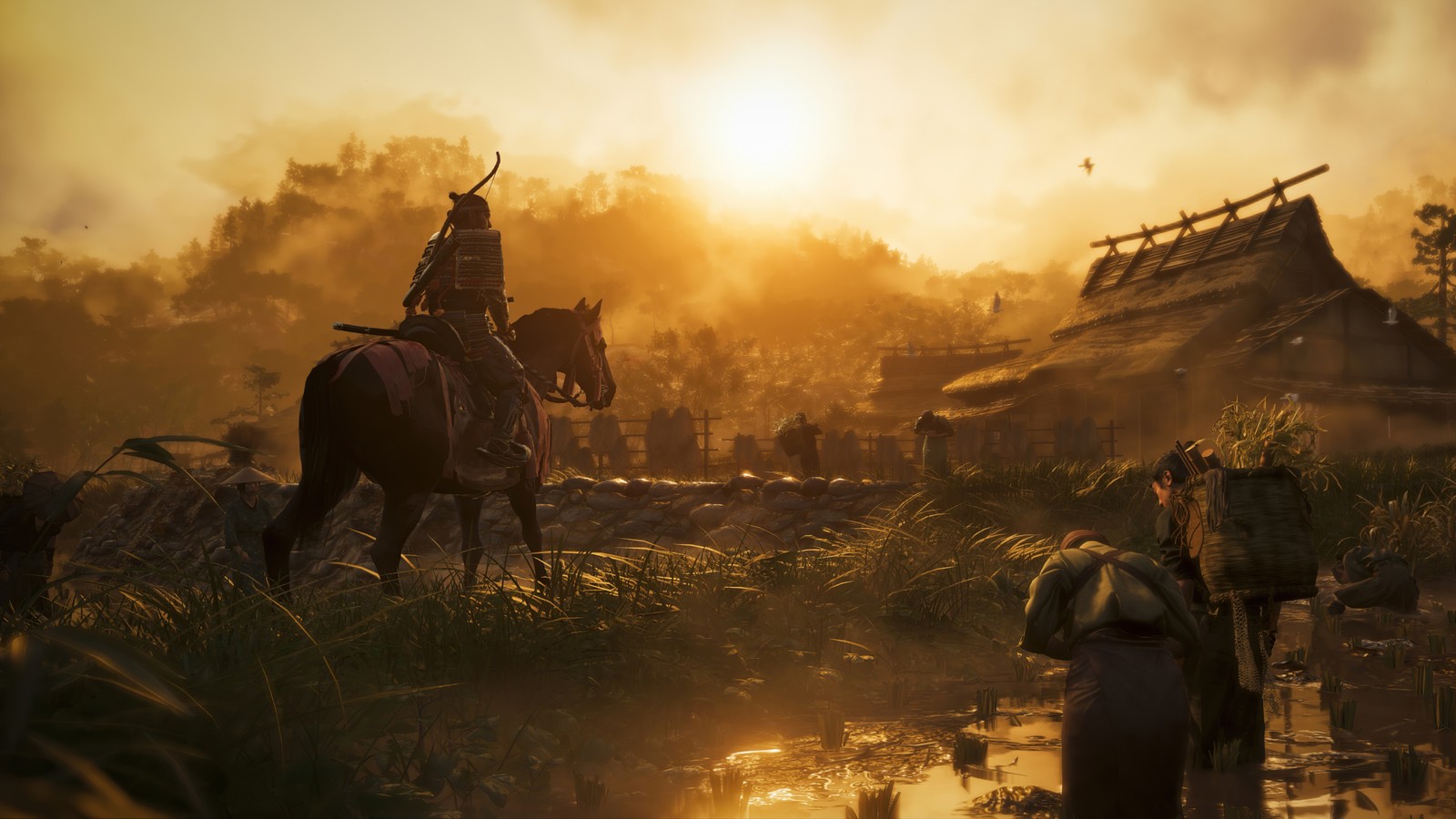 ghost of tsushima, video game, village wallpaper