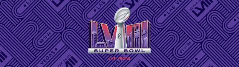 Логотип суперкубка на фиолетовом фоне (nfl, суперкубок, super bowl, широкоформатный, 2024)