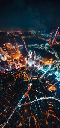 Illuminated Metropolis: A Night View of Urban Landscape and City Life