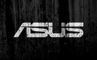 Logotipo monocromático de ASUS sobre fondo negro texturizado