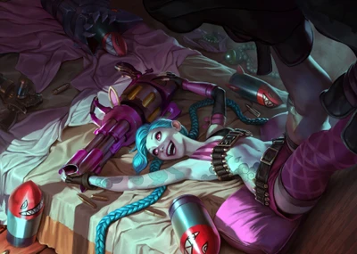 Jinx Liberada: Caos Colorido em League of Legends