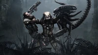 Epic Clash of Titans: Predator vs. Alien in a Dark, Supernatural Showdown