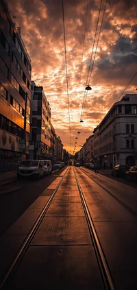 Crepúsculo sobre a infraestrutura urbana: estradas brilhantes e céus nublados