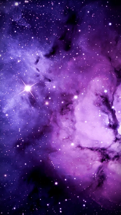 galáxia, roxo, espaço, estrelas