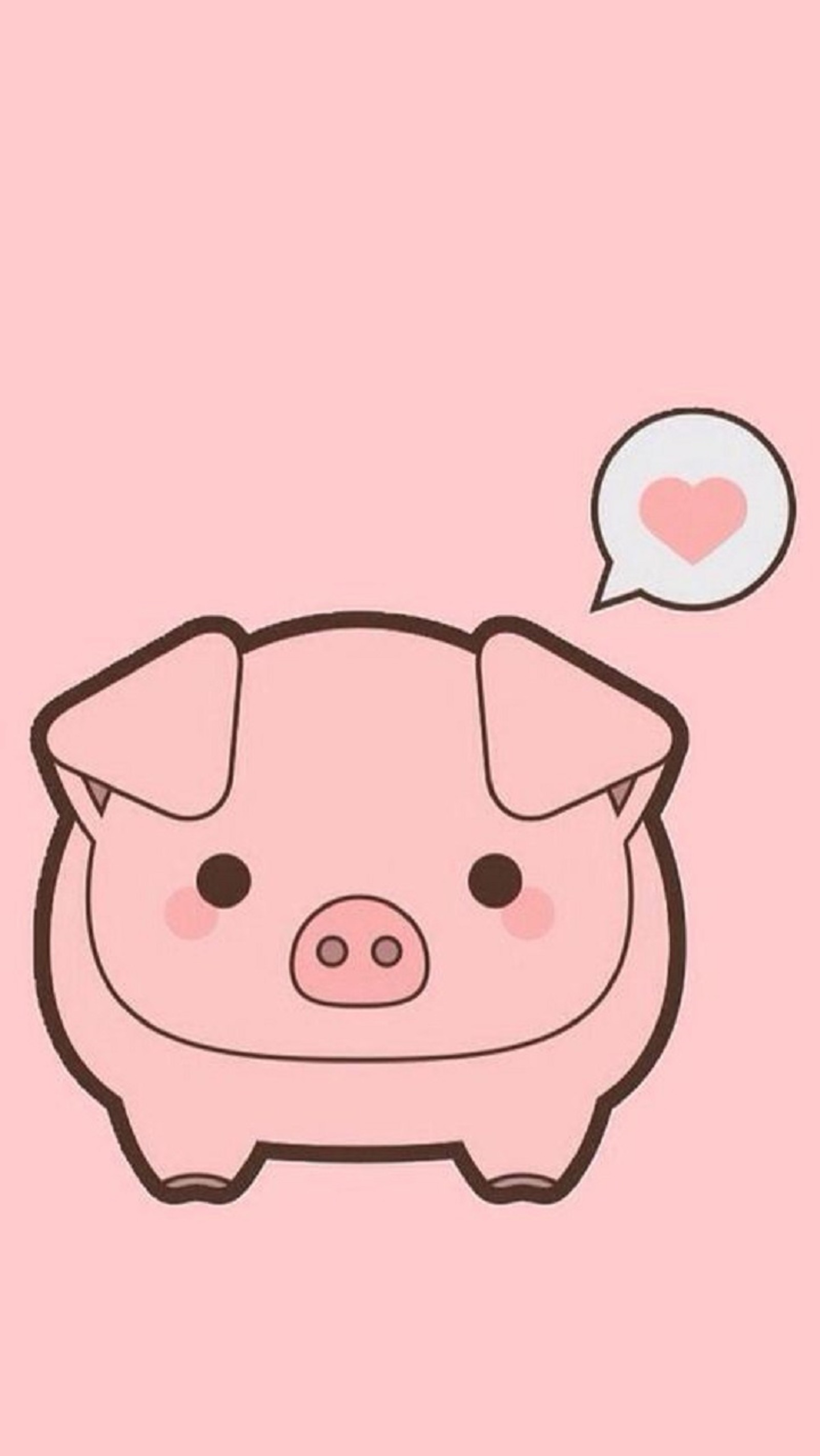 A pink pig with a speech bubble above it (animal, pig)