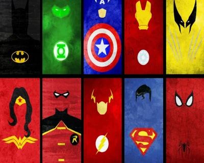 Colorful Superhero Icons: A Celebration of Iconic Heroes