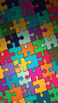 Colorful Puzzle Pieces in Dynamic Arrangement