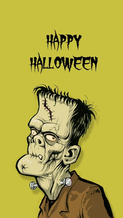 Frankenstein Monster Wishes You a Happy Halloween