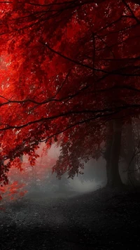 black, fog, gray, nature, red wallpaper