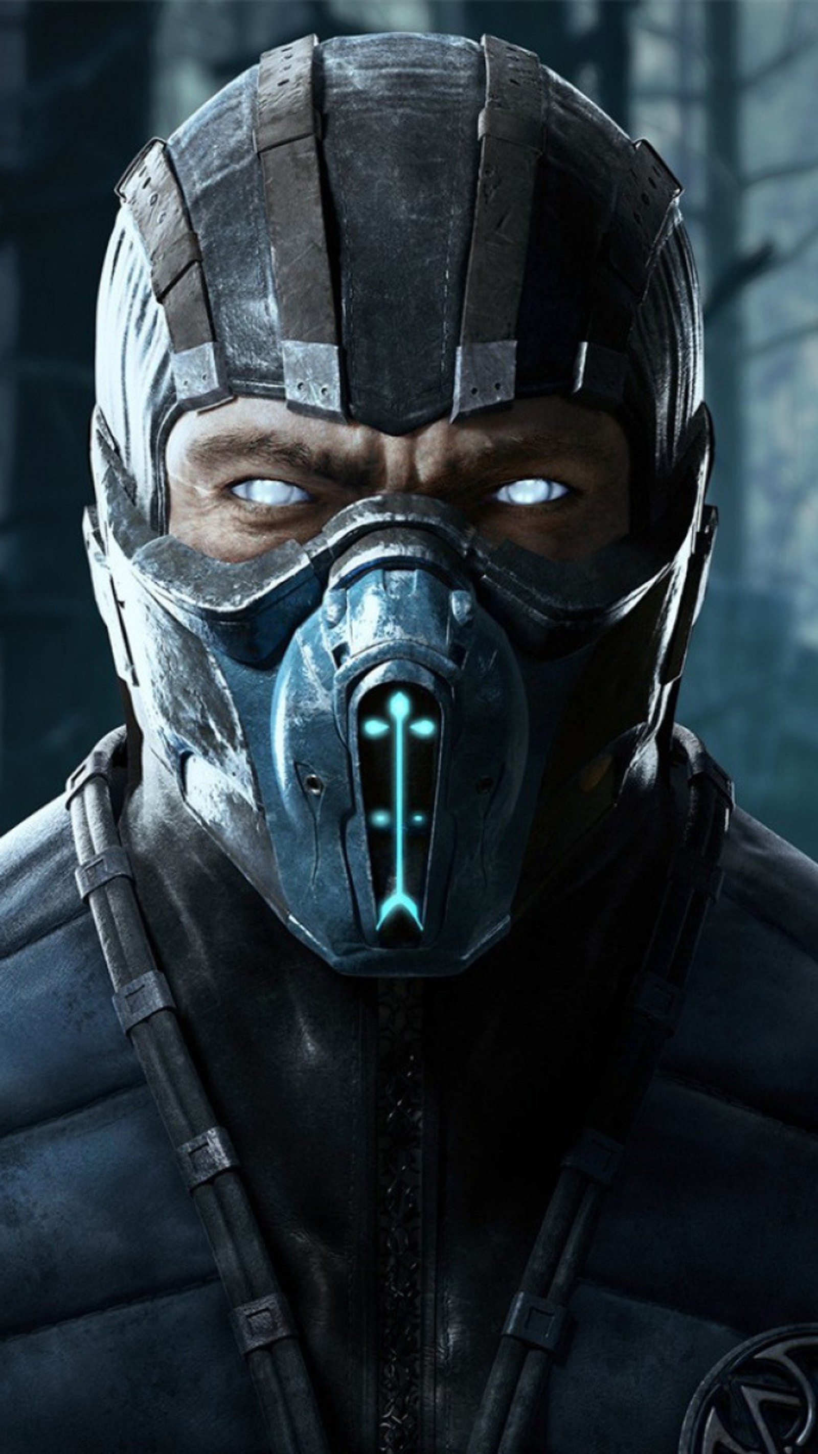 A close up of a person wearing a mask and a hood (games, mortal kombat, sub zero, wallpaper)