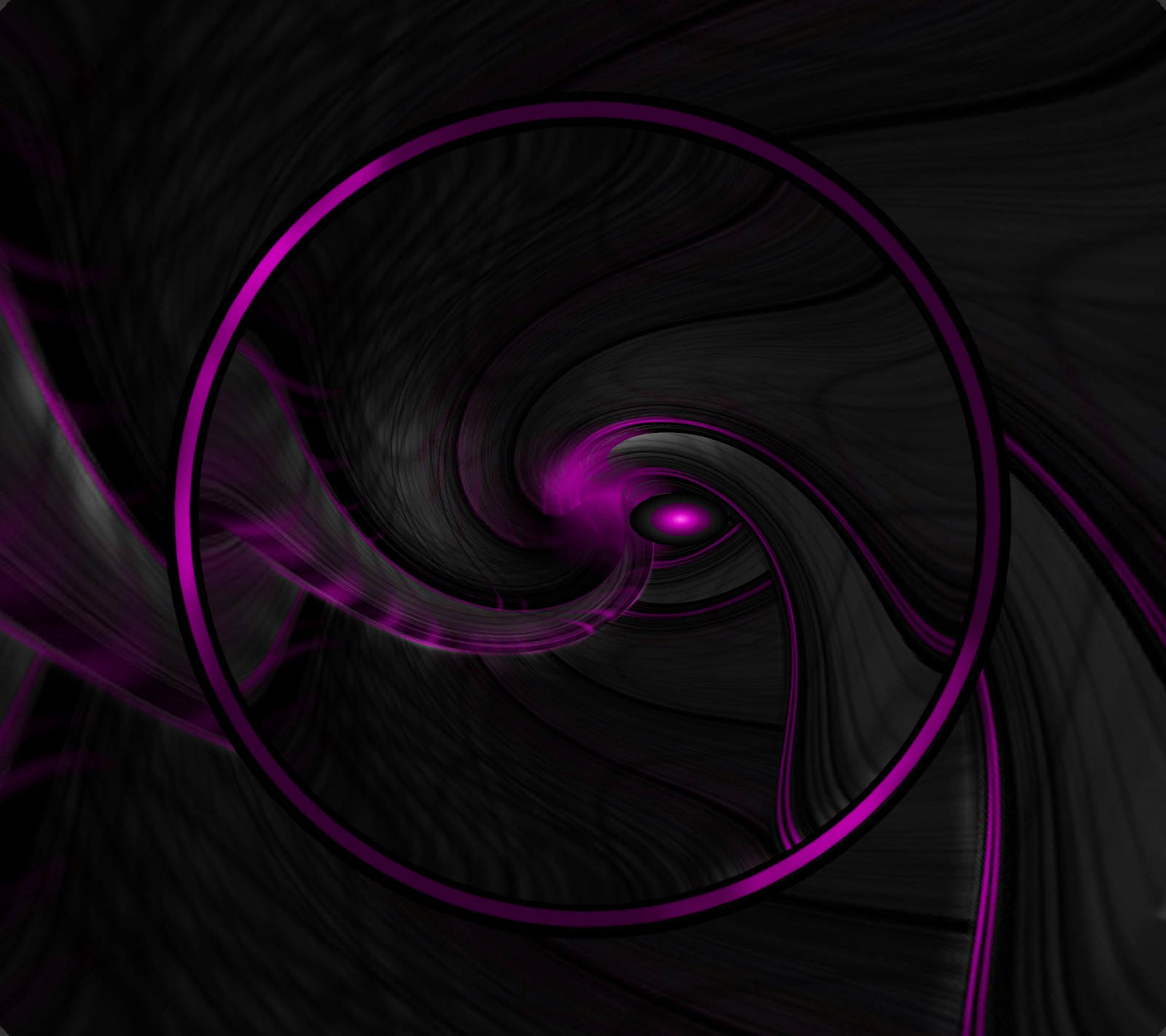 Una espiral púrpura y negra sobre un fondo negro (abstracto, negro, círculo, púrpura)