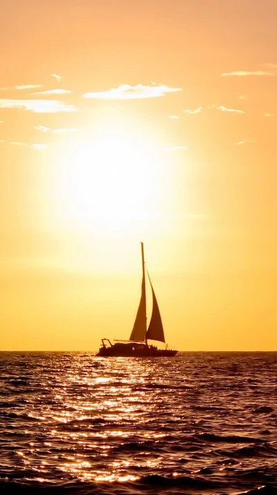 boat, iphone, sea, sunset, water