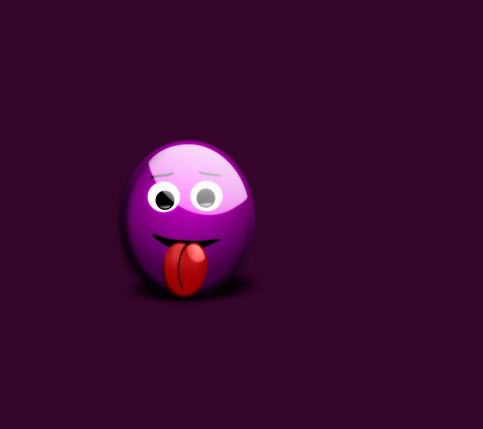 Emoticon púrpura con la lengua afuera en un fondo morado (smily, fondo de pantalla)