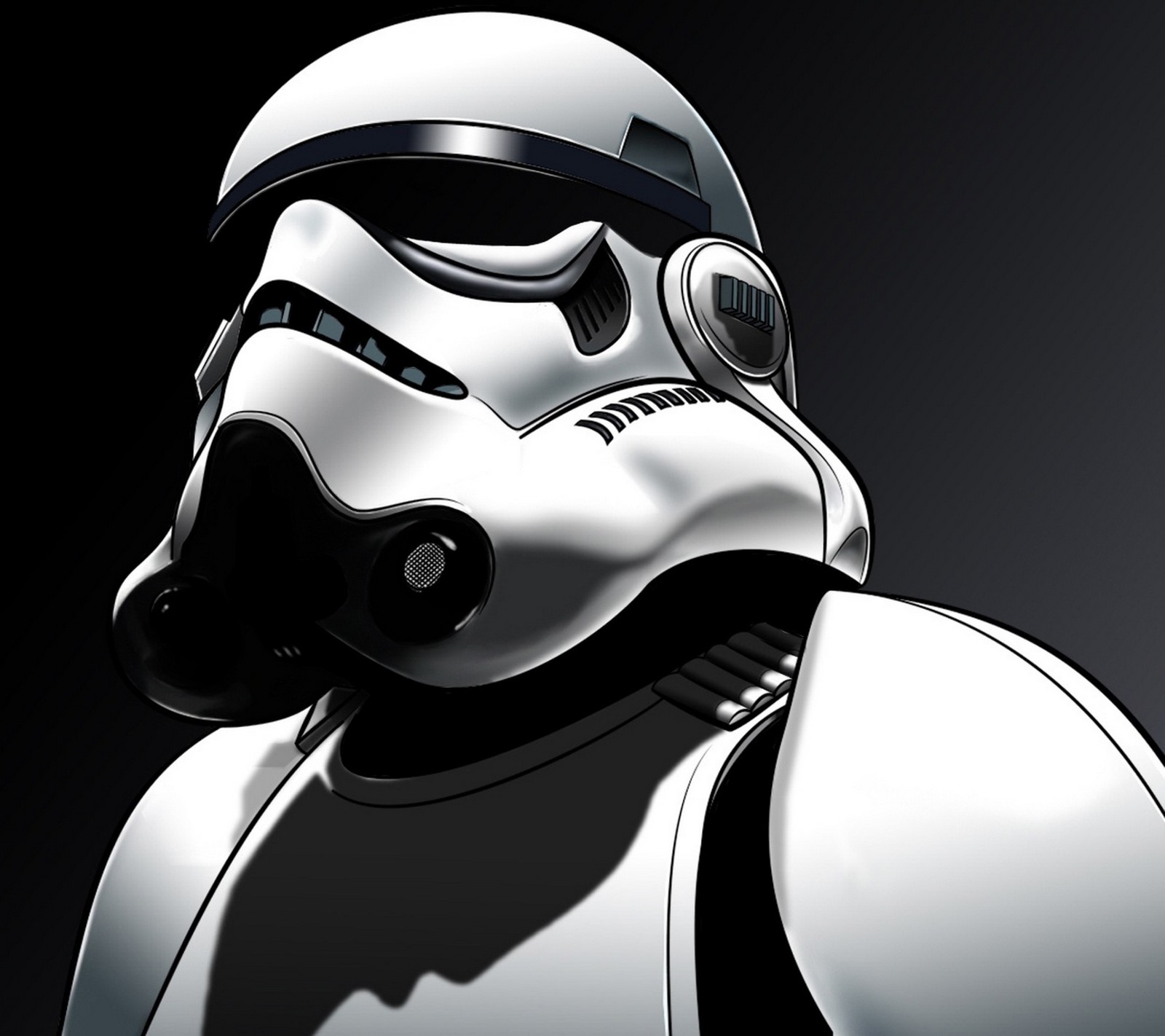 There is a star wars trooper helmet on a black background (movie, star wars, troper)