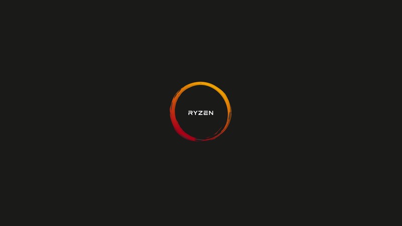 Черный фон с красным и желтым логотипом на нем (amd, ryzen, логотип)