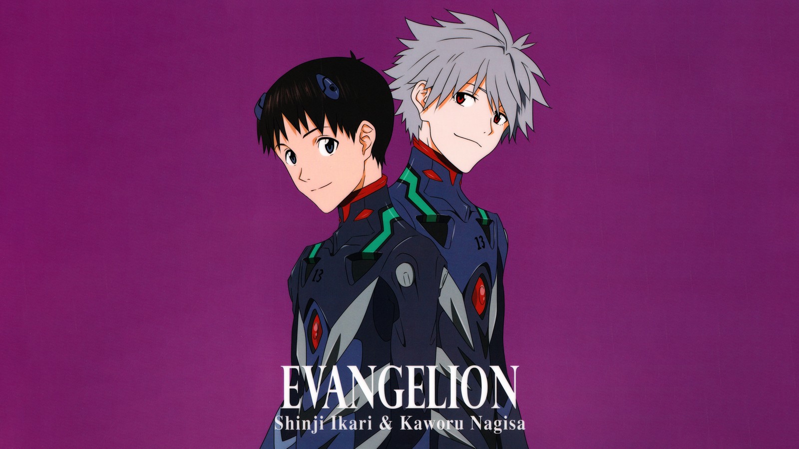 Evan helion and shinki - shinki - shinki wallpaper (shinji ikari, kaworu nagisa, neon genesis evangelion, purple background, 5k)