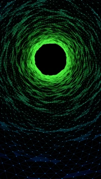 Symmetrical Green Vortex on Teal Background