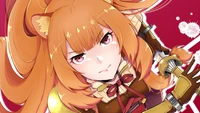 Raphtalia from "The Rising of the Shield Hero" in a fierce pose with a determined expression.