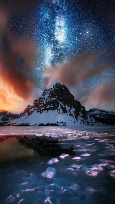 Majestic Mountain Under a Starry Sky