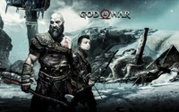 Kratos y Atreus en un paisaje desolado de Dios de la Guerra