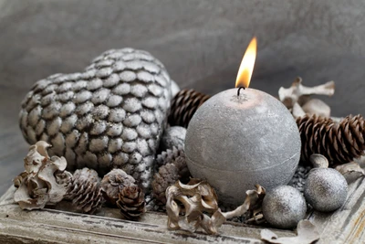 Cozy Christmas Candle Arrangement with Natural Decorations