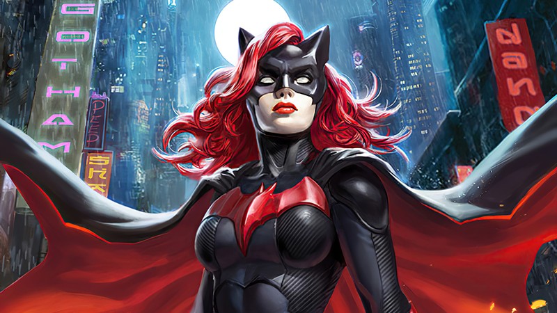 Девушка-бэтмен стоит под дождем с открытым плащом (батвумен, batwoman, dc comics, девочки, супергерой)