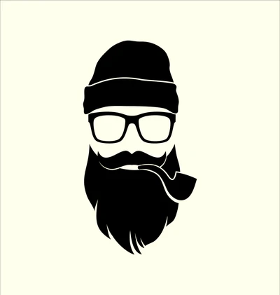 Stylish Bearded Man with Pipe and Glasses