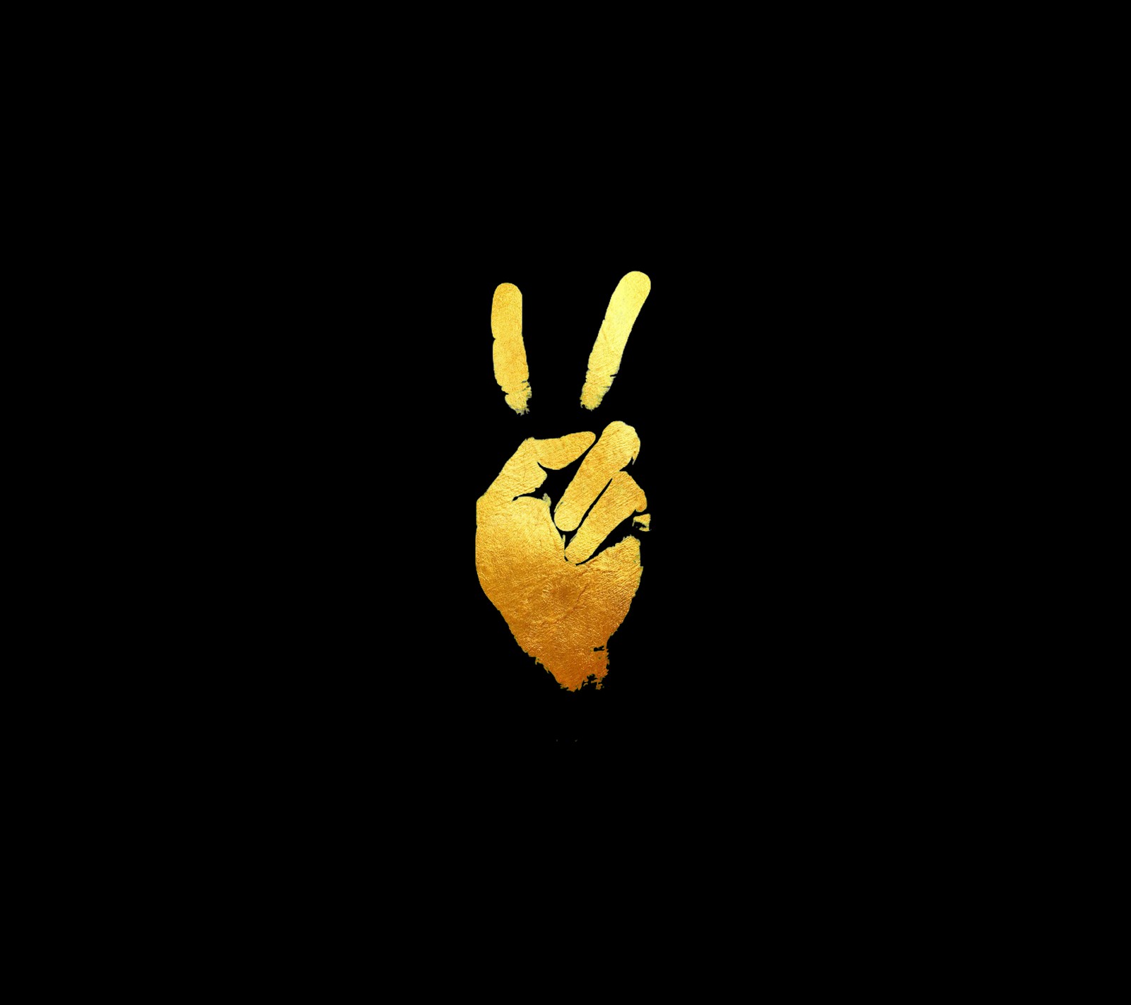 Arafed image of a hand making a peace sign with a gold paint (cool, dr, girl, gold, love)