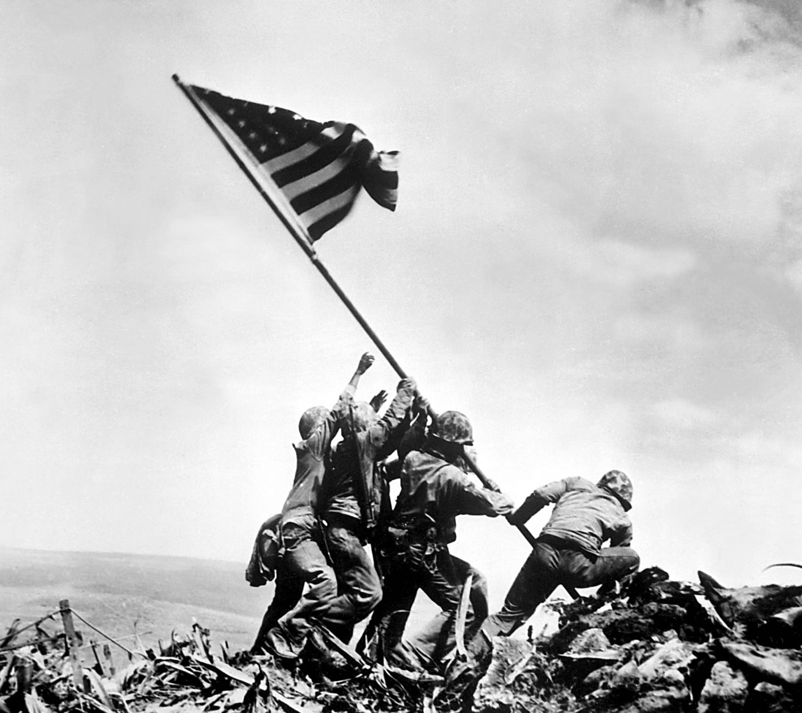 Baixar papel de parede flag raising, iwo jima, us marines