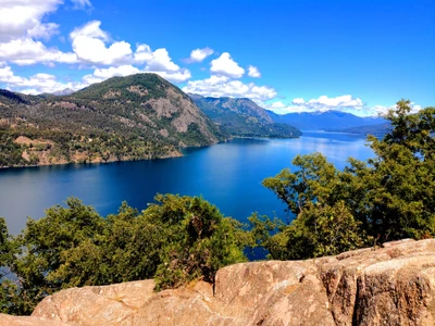 lago, rocas, agua, montaña, árboles