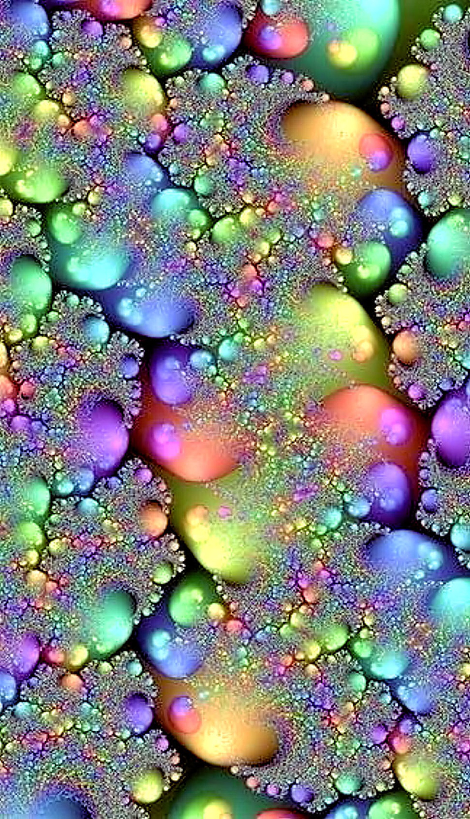 A close up of a bunch of bubbles on a surface (abstract, flowers, hearts, hearts wallpaper, neon)