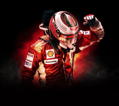 Kimi Räikkönen celebrando la victoria en colores de Ferrari