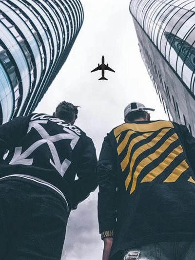 Style urbain sous un avion : swag Off-White et rouge