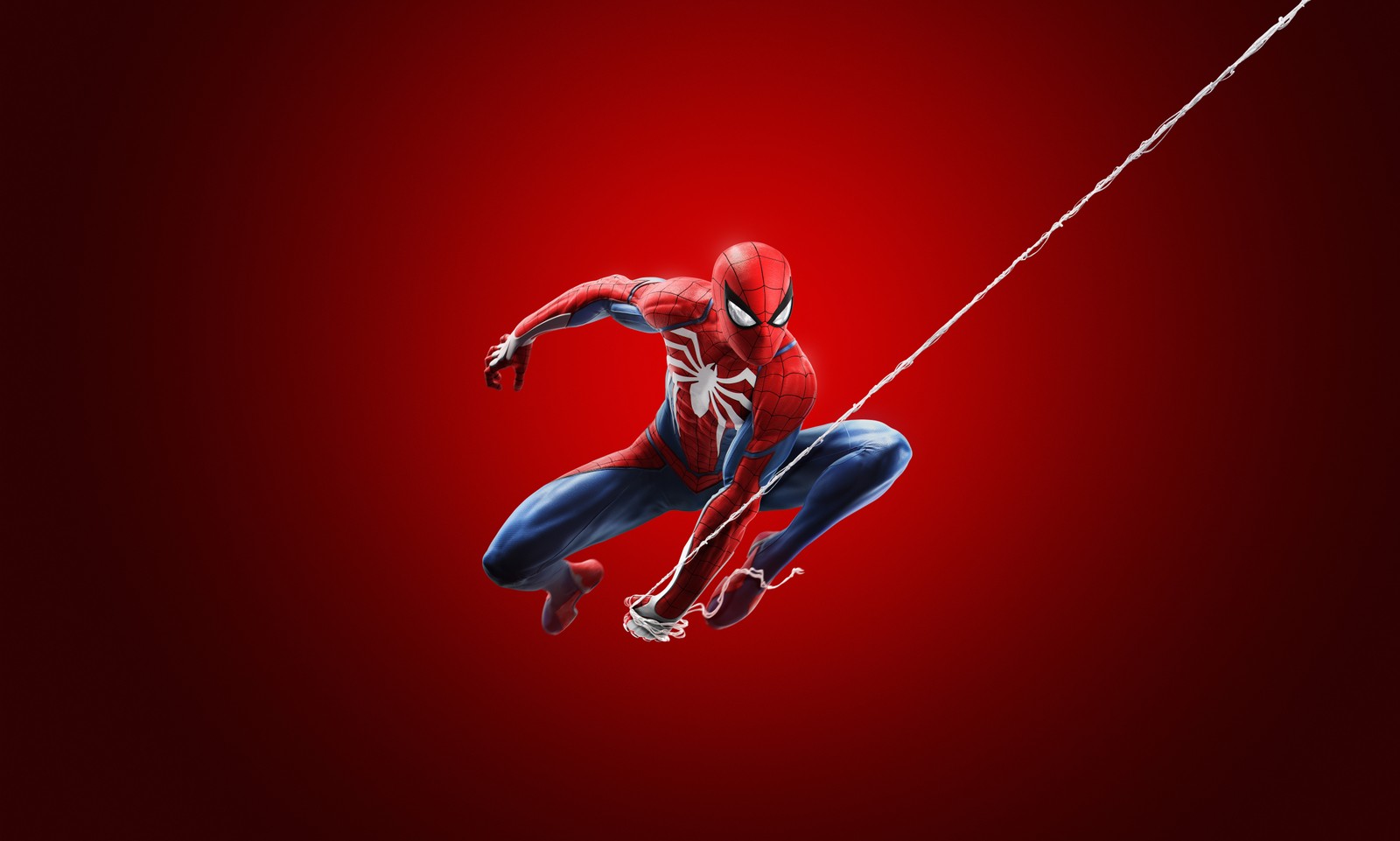 Spider-man en el traje rojo está saltando alto (spiderman, araña, hombre, ps4, mejor)